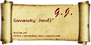 Gavansky Jenő névjegykártya